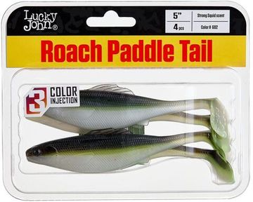 Виброхвосты съедобные LJ Pro Series ROACH PADDLE TAIL 5.0in (12,7 см), цв. G02, 4 шт.