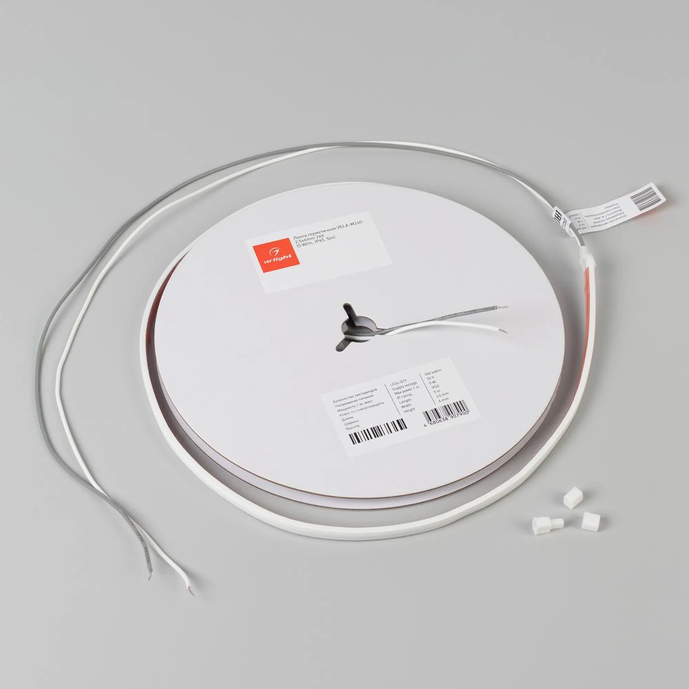 Светодиодная лента герметичная VELA-M240-2.5x6mm 24V Warm3000 (5 W/m, IP65, 5m) (Arlight, узкая) 053268