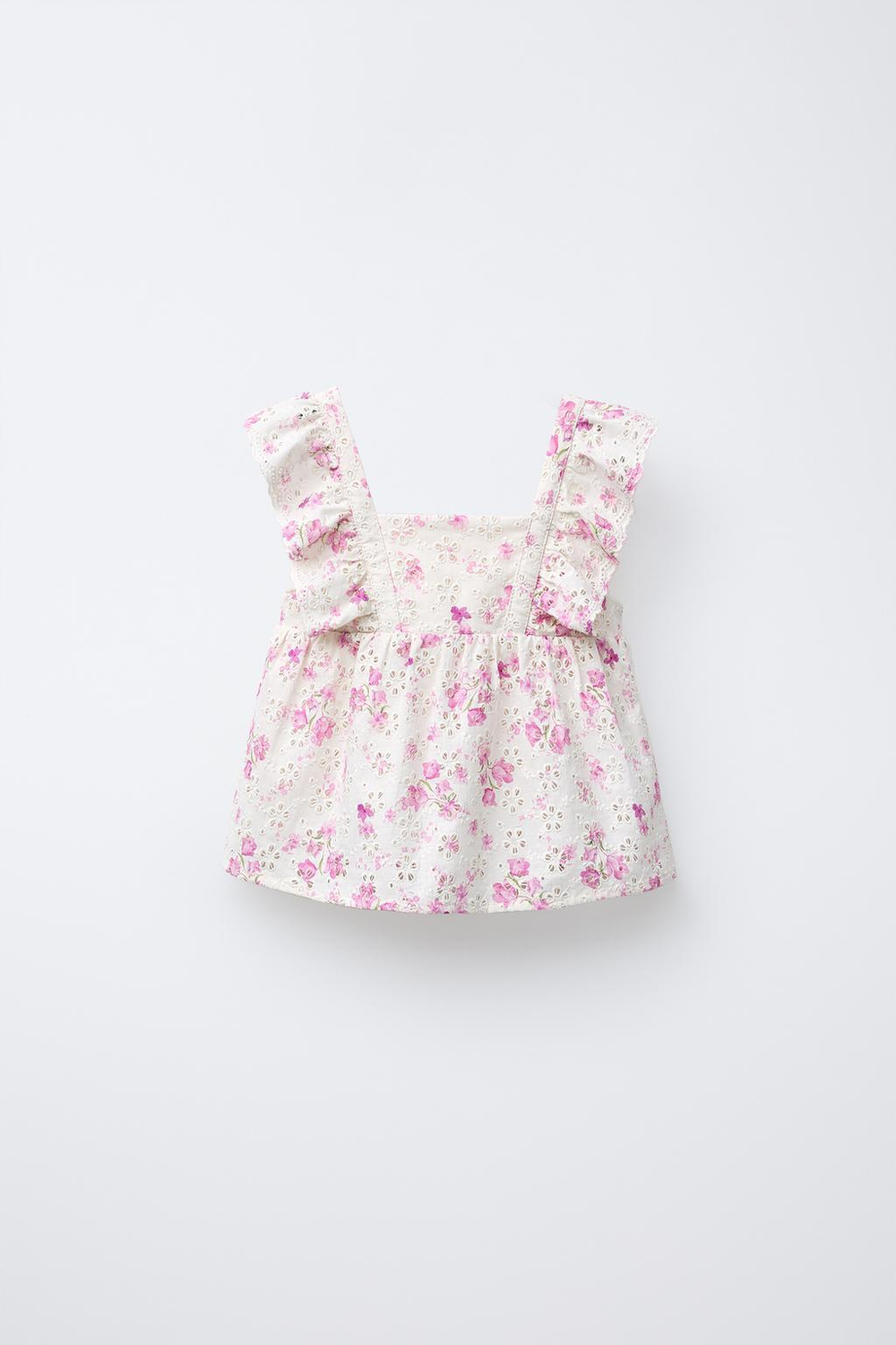 ZARA ТОП ШИФФЛИ С ЦВЕТОЧНЫМ ПРИНТОМ, РОЗОВЫЙ