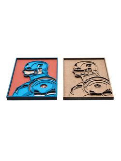 3D картина по номерам Капитан Америка Marvel (Марвел) SamCraft, подарочный набор для творчества, многослойное панно из дерева для раскрашивания и сборки, супергерой комиксов