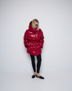 Пуховик со съемным капюшоном из нейлона Монклер вишня