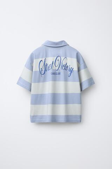 ZARA ПОЛО В ПОЛОСКУ, СИНИЙ/БЕЛЫЙ