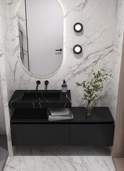 Раковина-столешница 80х45 см Armadi Art FLAT NERO MARQUINA 859-080-NM