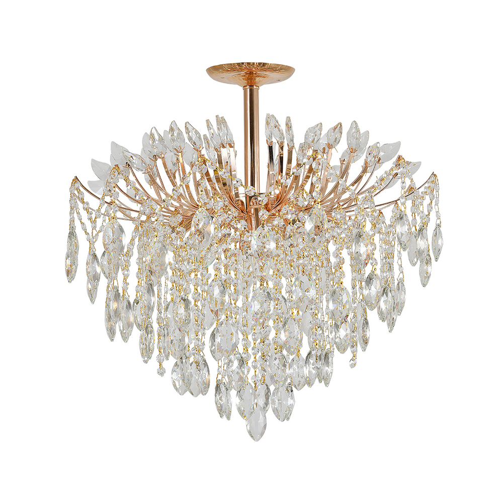 Люстра на штанге 8x40Вт E14, металл/хрусталь, золото/прозрачный