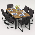 Обеденная группа Ideal Patio ТЕЛЛА  АЛЬБА  каркас карбон, стол тик 180, ткань антрацит