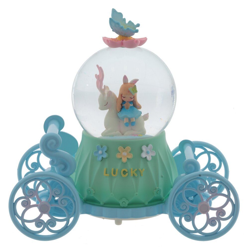 GAEM Фигурка декор "Девочка с оленем" в стекл шаре (муз, подсвет, вьюга, 2xAAA н/п), D8, L17 W9 H17 см