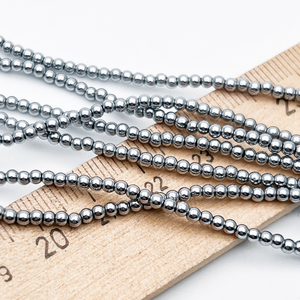 Гематит Шар бусины (имитация), цвет серебристый, размер около 2,3 мм, цена за нить 38 см