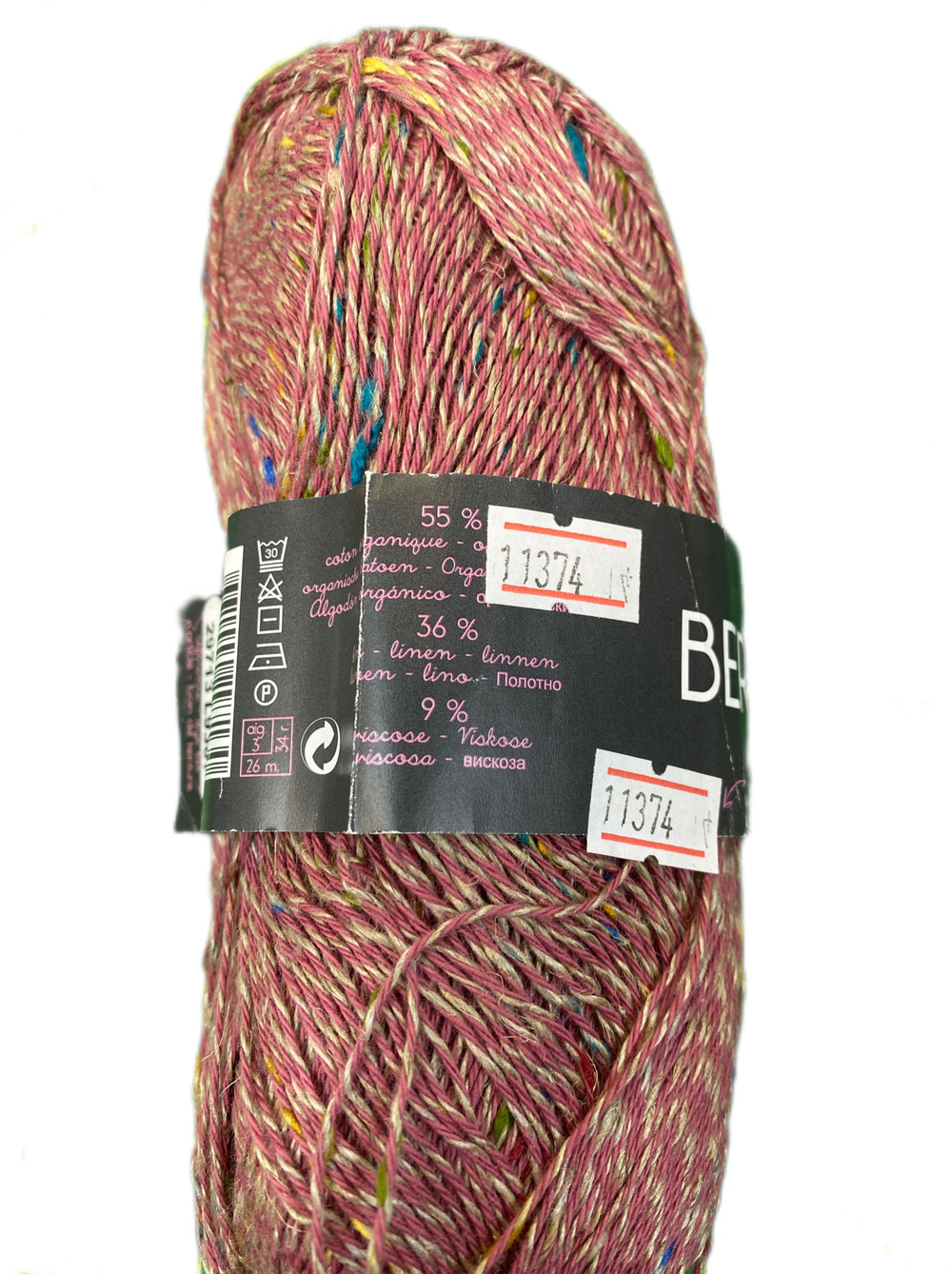 Пряжа от BERGER (Франция) Bigarelle 55% хлопок 36% лен 9% вискоза 1 мот-100г -390м цена за 1 моток цв 29713