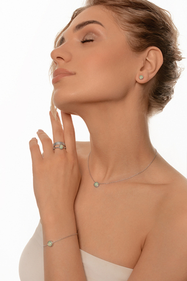 Колье из серебра "Бирюзовый Халцедон"