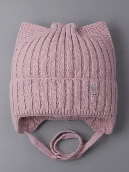 Шапка для девочки с ушками осенняя