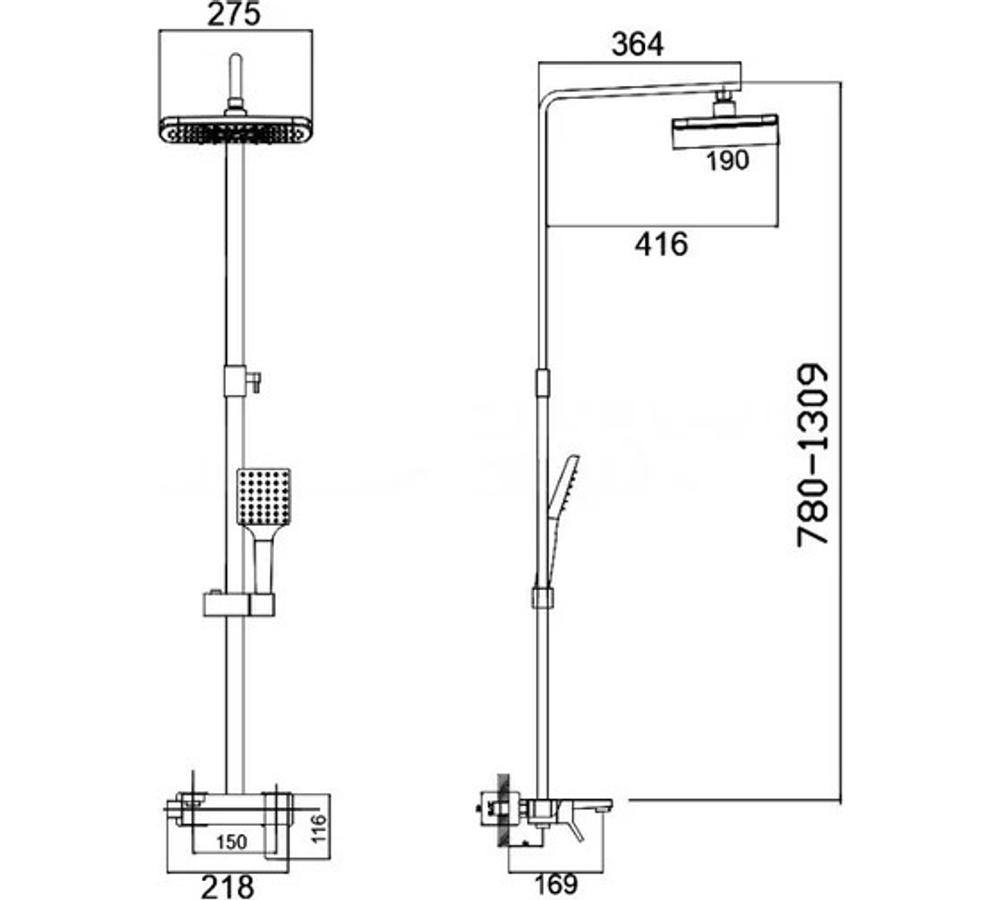 Душевая система Haiba HB24818-7 тропический душ черный