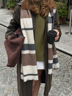 STRADIVARIUS Клетчатый шарф, экрю