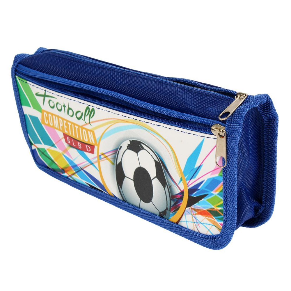 Пенал "Футбол" 21,5*5*9 см, 2 отд., 3 вида микс