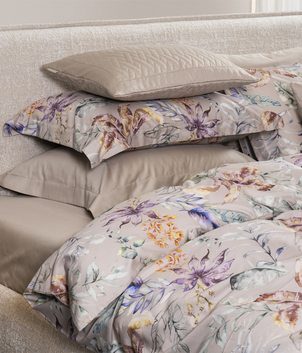 Постельное белье 2 спальное евро Decoflux Flora Costera Almond