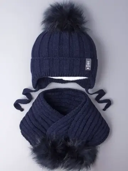 Шапка детская зимняя с помпоном и шарф