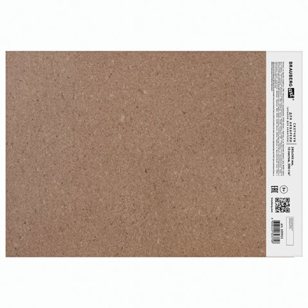 Альбом для акварели, бумага ИТАЛИЯ 200г/м 25% хлопок 245х345мм, 10л, BRAUBERG ART PREMIERE, 105911