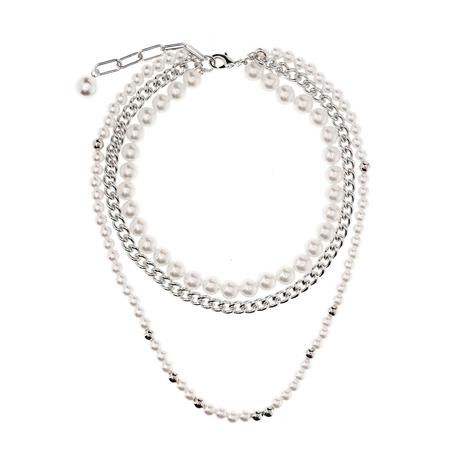 Колье Silver Layered Necklace With Pearls