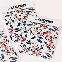 Ткань оксфорд 210 рисованные цветы с чёрным контуром