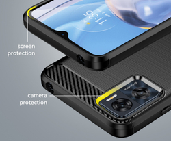 Защитный чехол в стиле карбон для Motorola Moto E22i, серия Carbon от Caseport