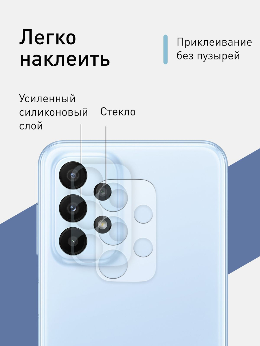 Стекло на камеру ROSCO для Samsung Galaxy A23 оптом (арт. SS-A23-CLEAR-CAM-GLASS)