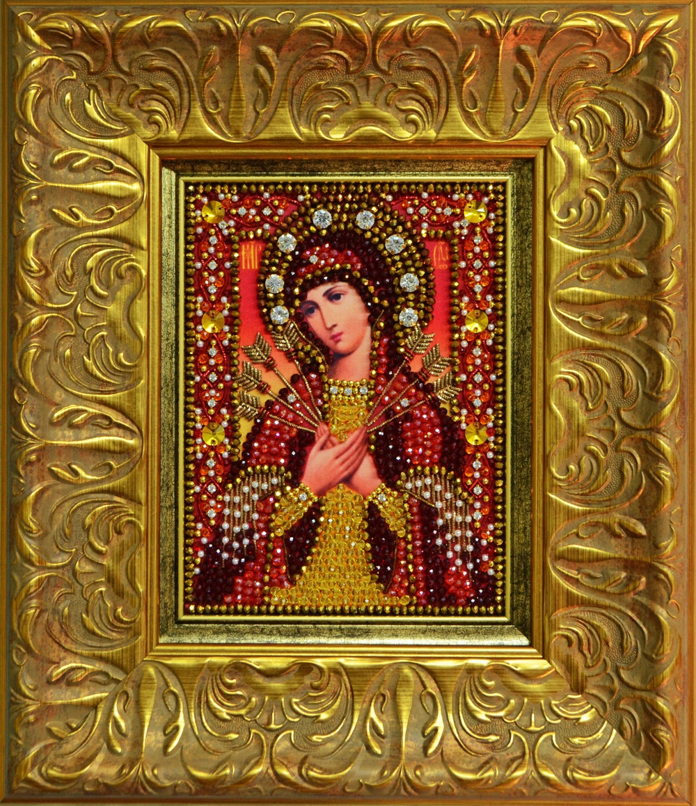 Принт-И5а Ткань с нанесенной авторской схемой Богородица Семистрельная