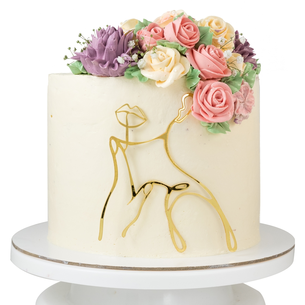 Топпер для торта Контур лица с рукой (золотой)