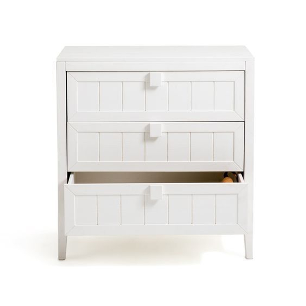 Комод белый деревянный Карлос с 3 ящиками из массива сосны