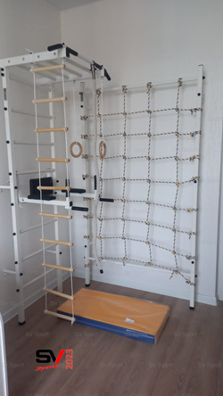 Монтаж шведской стенки Sv Sport с канатным лазом в бетонные, кирпичные стены