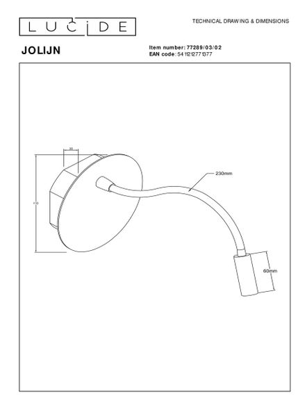 Бра Lucide Jolijn с аккумулятором 77289/03/02