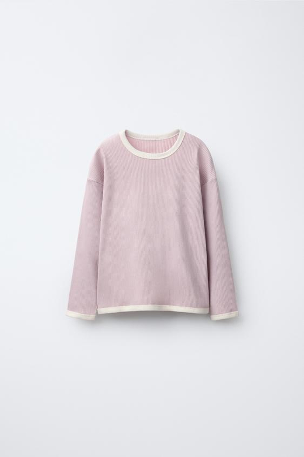 ZARA ОДНОТОННАЯ ПИЖАМА В РУБЧИК, ПУДРОВО-РОЗОВЫЙ