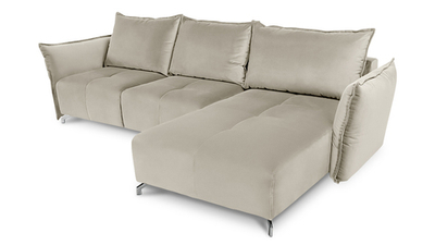 Диван с оттоманкой Дельта Лайт Vivaldi 04 325*186*100 см, Бежевый Велюр Еврокнижка Фиеста