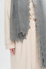 Оренбургский пуховый палантин с шелком АШ16070-03 серый