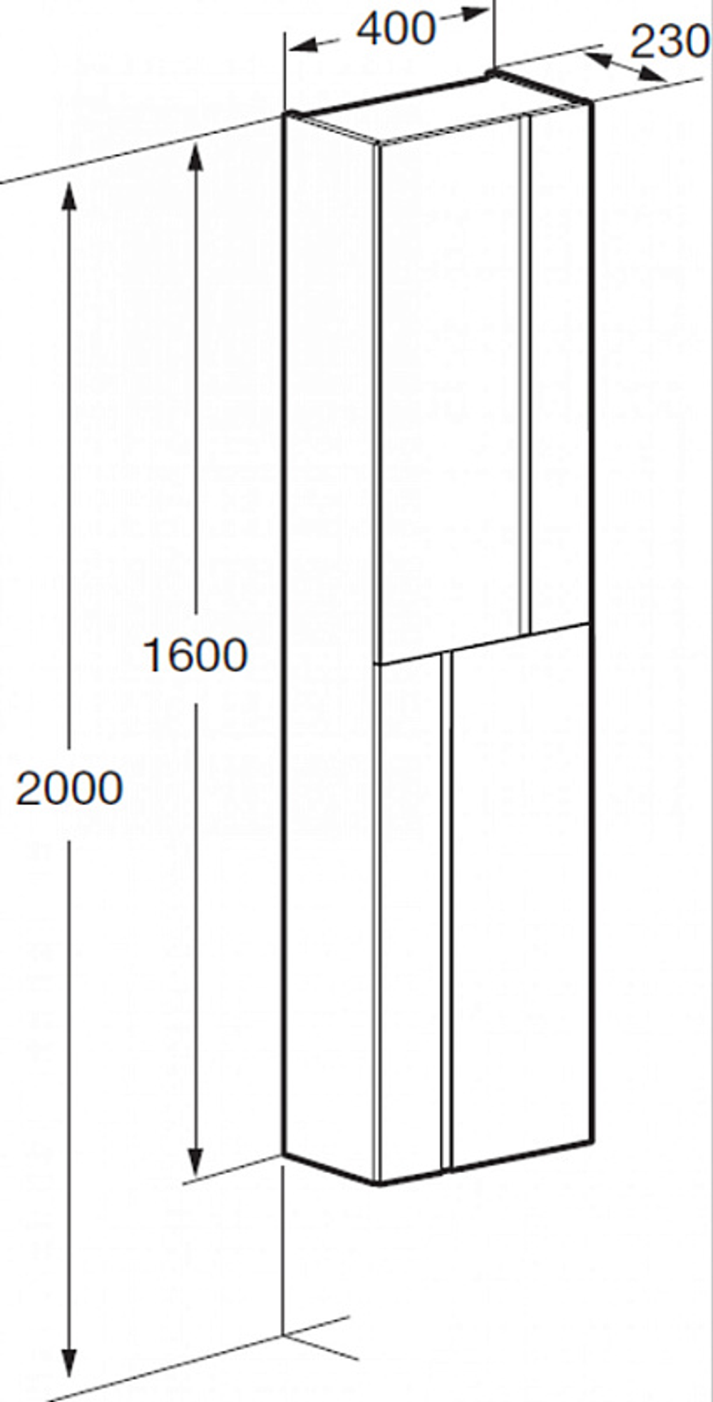 Шкаф-колонна Roca Pilar 1600 подвесной, универсальная ориентация, синий матовый (A857670521)