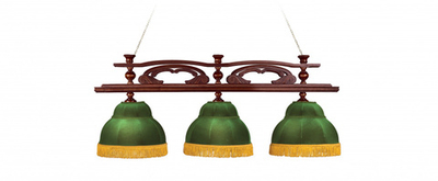 Лампа Венеция 3пл. ясень (№3,бархат зеленый,бахрома желтая,фурнитура золото)