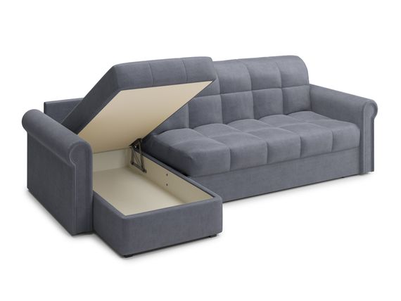 Диван угловой с оттоманкой Палермо 1,6 - Velutto 32 серый/кант Velutto 32 серый