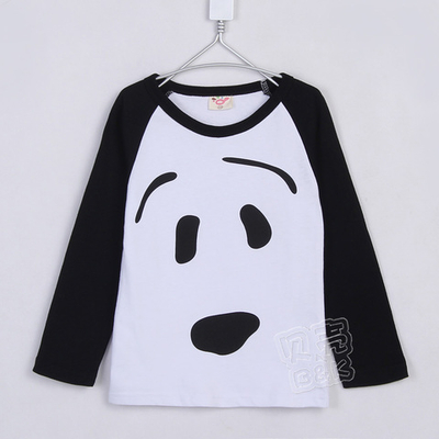 Лонгслив детский с принтом собаки и контрастными рукавами