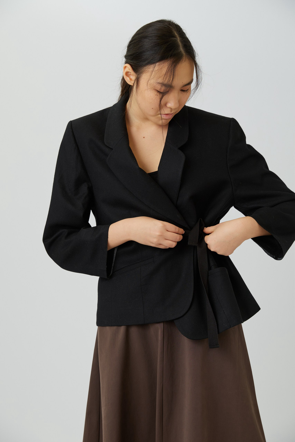 Винтажный жакет из чёрной шерсти 