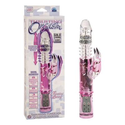 Розовый хай-тек вибратор THRUSTING BUNNY с возвратно-поступательным движением - 27 см. (Цвет: розовый)