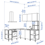 Угловой кухонный гарнитур - IKEA ENHET, 210.5х248.5х75 см, белый, ЭНХЕТ ИКЕА