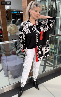 Туника-рубашка с красной отделкой