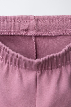 ZARA БРЮКИ WIDE LEG ИЗ МЯГКОЙ ТКАНИ С РЕЛЬЕФНОЙ НАДПИСЬЮ, ТЕМНО-РОЗОВЫЙ