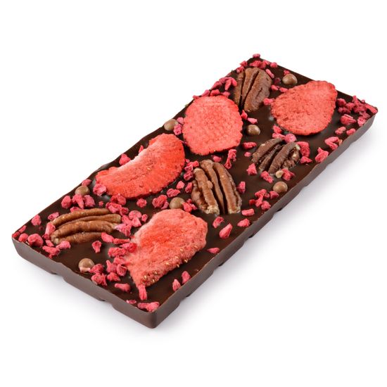 Шоколад темный с украшением "Клубника, пекан, малина" 100 гр