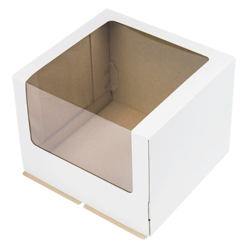 Коробка для небольшого торта с круглым окном плотная 26х26х21 см