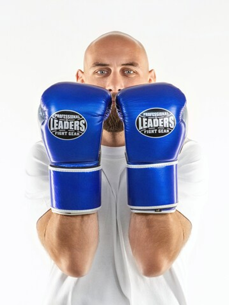 ПЕРЧАТКИ БОКСЕРСКИЕ LEADERS LEAD SERIES LONG VELCRO CUSTOM BL/BK/SIL