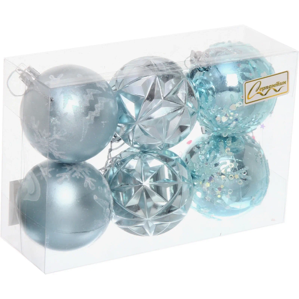 Набор шаров «Вивальди» 6 см (в наборе 6 шт), Голубой