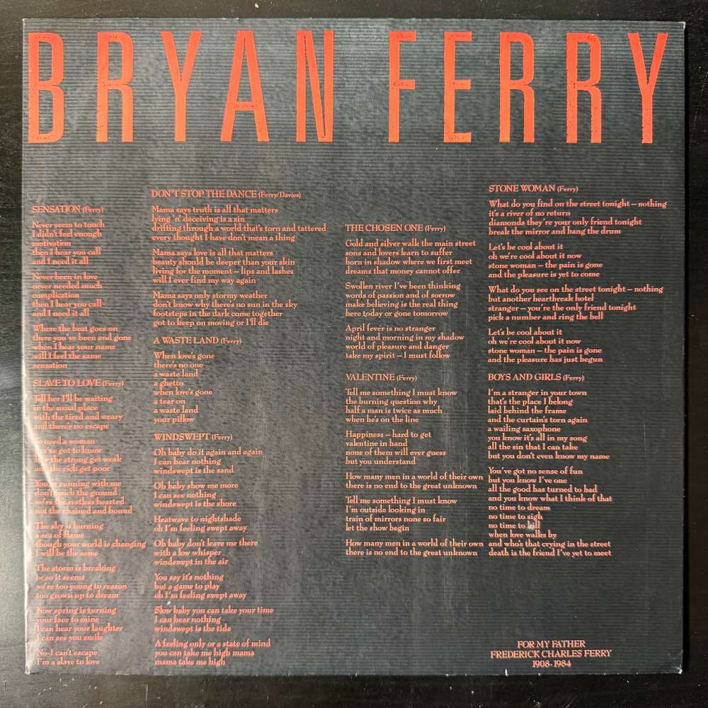 Bryan Ferry ‎– Boys And Girls (Европа 1985г.)