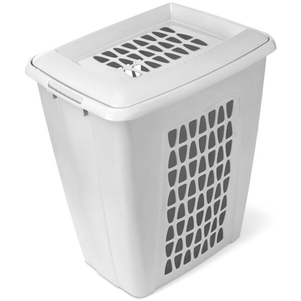 Корзина для белья Молетта 45л прямоугольная с крышкой светло-серая С701СЕР