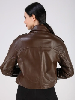 Кожаная куртка демисезонная косуха оверсайз