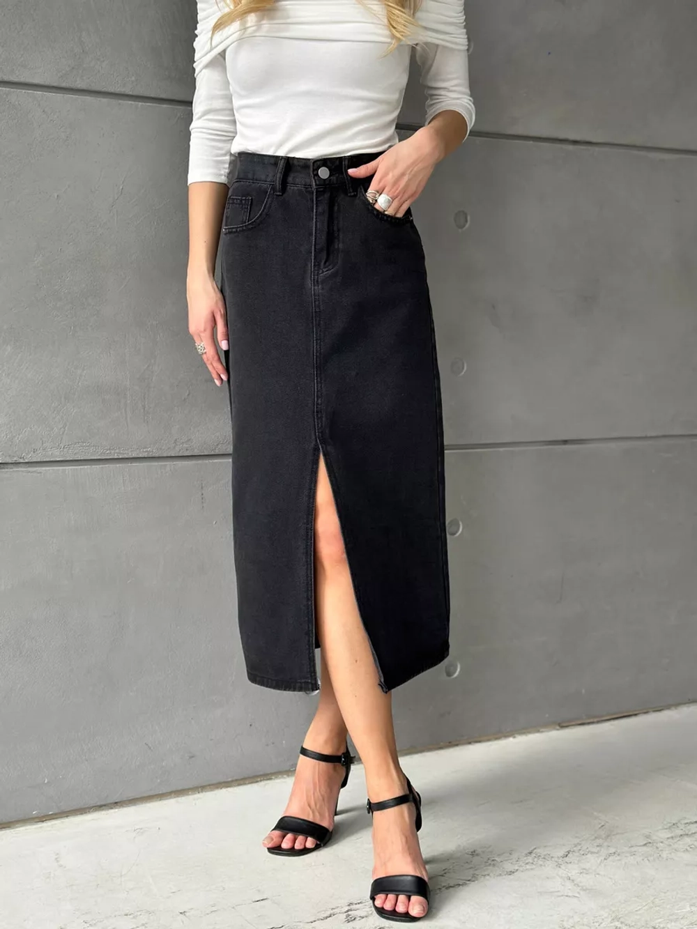 Юбка джинсовая миди