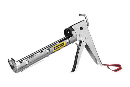Пистолет для герметиков, полукорпусной, хромированный, зубчатый шток, 310мл "STAYER STANDARD"